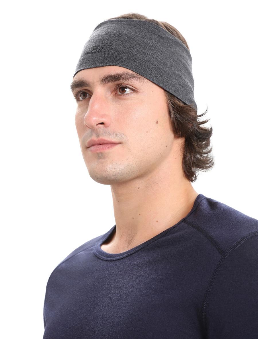 Jet Heather Icebreaker Unisex Merino Chase Men's Headband | AU 1078RVDW